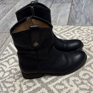 Frye Black Leather Ankle Booties